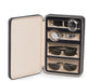 Black Leather Two Watch and Two Sunglass Travel Case, Zipper Closure