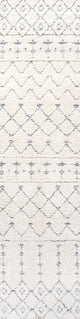 Pia Moroccan Trellis Plush Carved Cream/Gray 2'x8' Runner Rug
