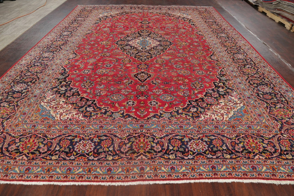 Consigned, Oriental Traditional Handmade Vintage Persian Area Rug, Red, 10x13