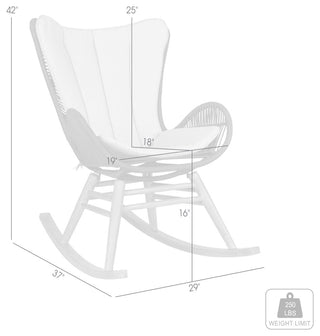 Fanny Outdoor Patio Rocking chair in Dark Eucalyptus Wood and Truffle Rope