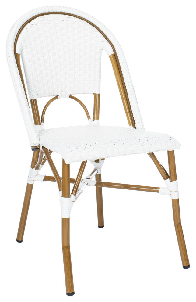 Safavieh Salcha Indoor-Outdoor Stackable Side Chairs, Set of 2, White/Light Brown