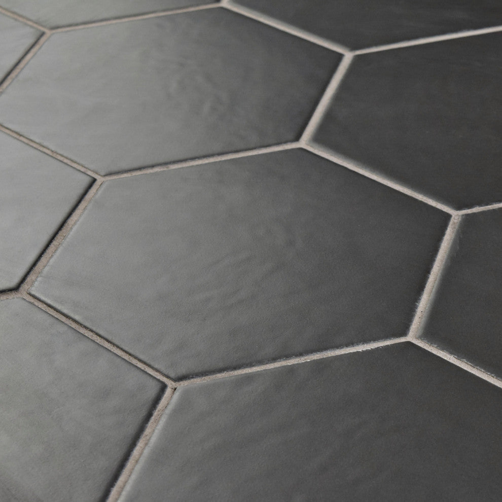 HexTile Ceramic Floor and Wall Tile, Matte Black, Sample