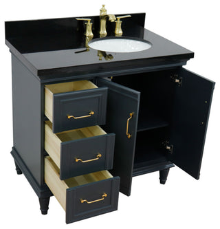 37" Single Vanity, Dark Gray Finish With Black Galaxy