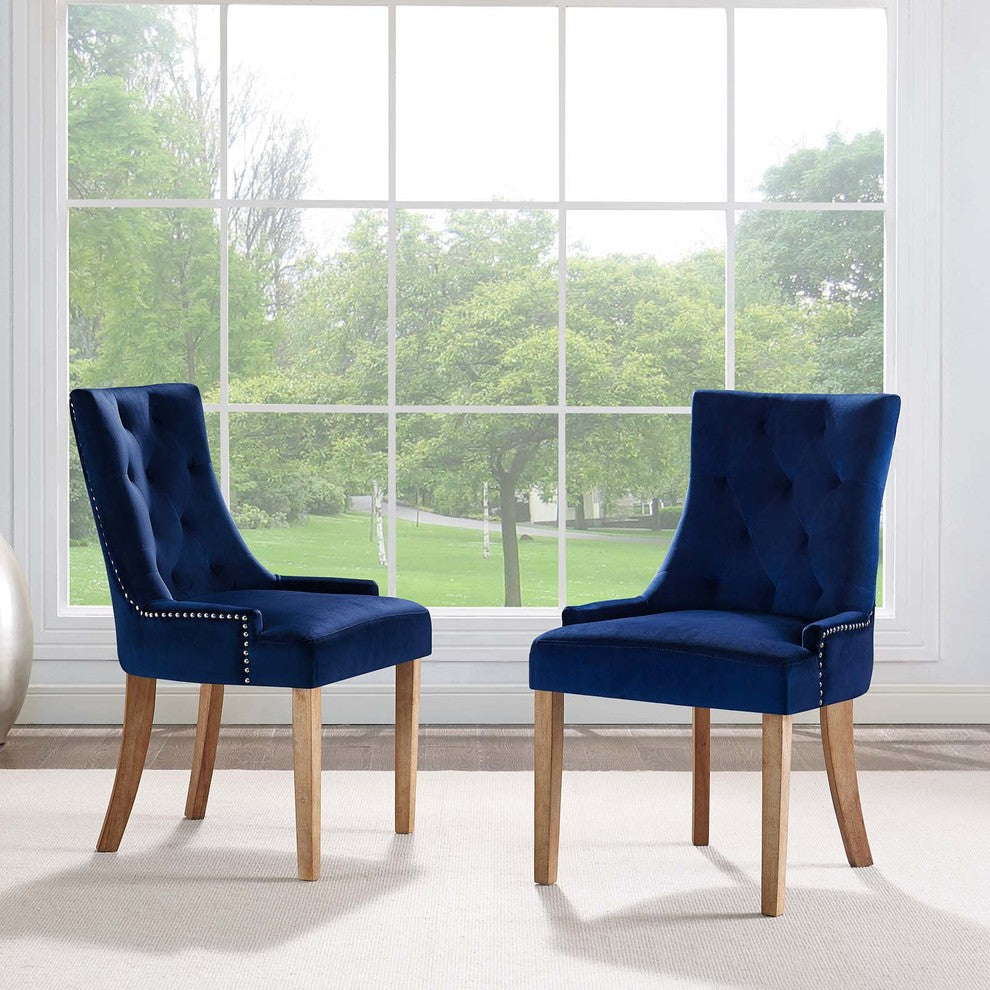 Pose Dining Chair Velvet Set of 2, Navy