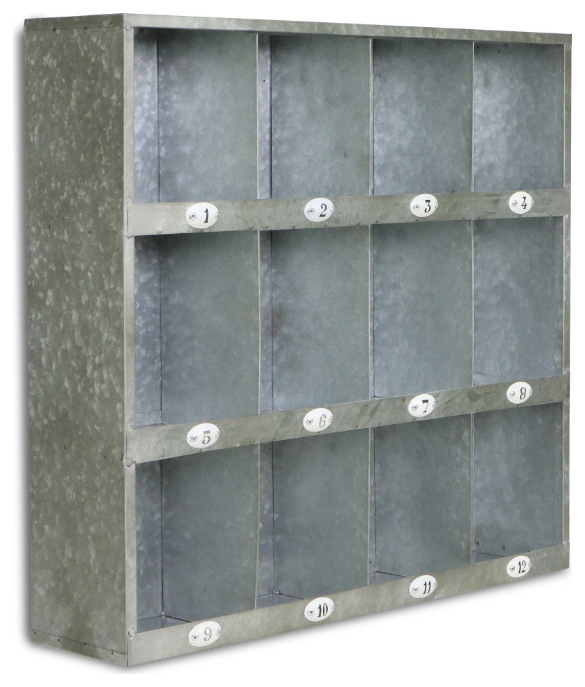 Nine Slot Galvanized Metal Open Wall Cabinet