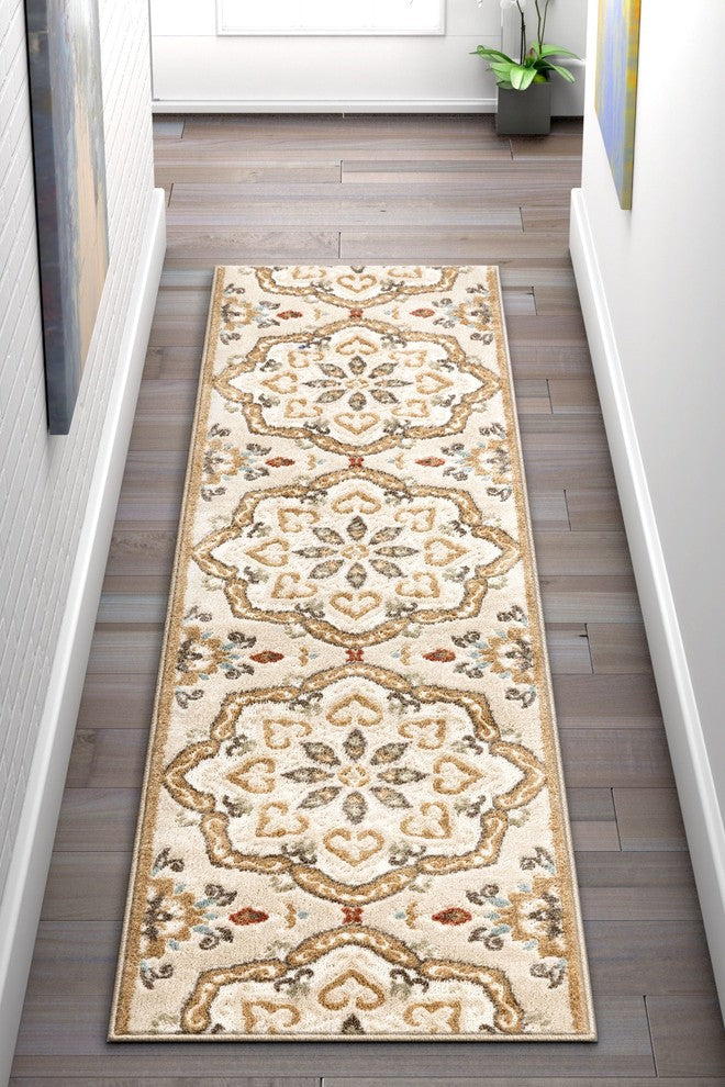 Well Woven Orchid Beige Dorit Traditional Mandala Area Rug, 2''x7''3" Runner