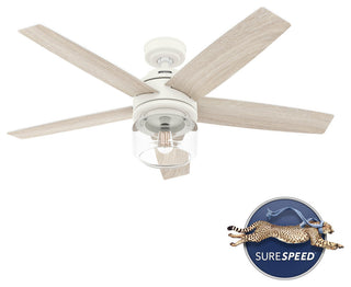 Hunter 52" Margo Textured White Ceiling Fan, LED Light Kit and Handheld Remote