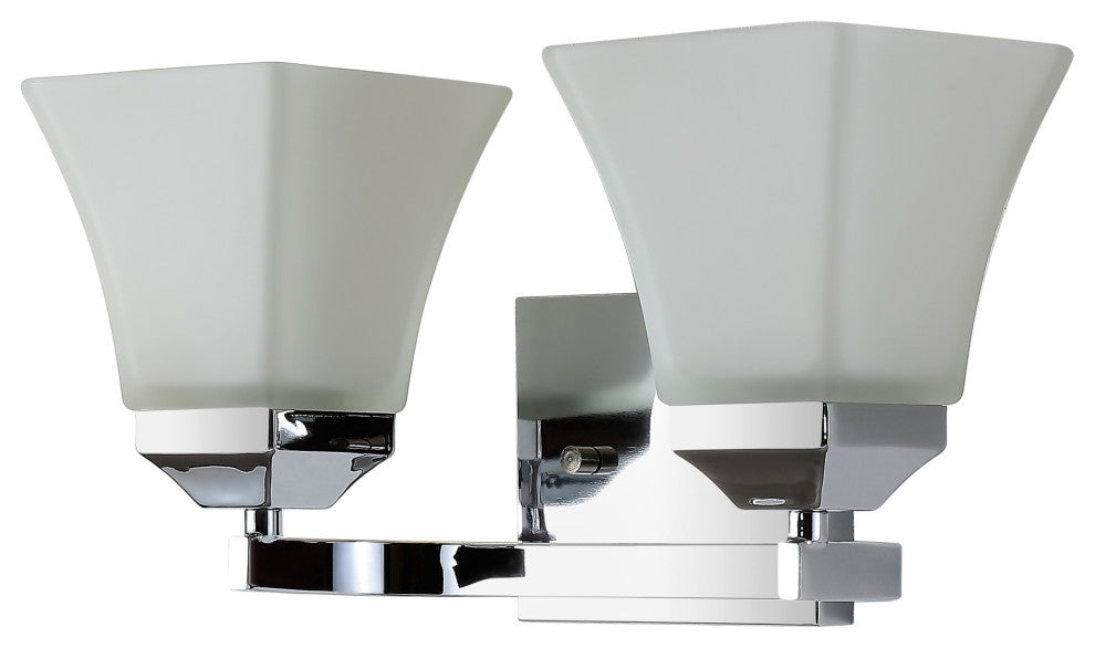 Staunton 1-Light Iron/Glass Modern Cottage LED Vanity Light, Chrome, 2-Light