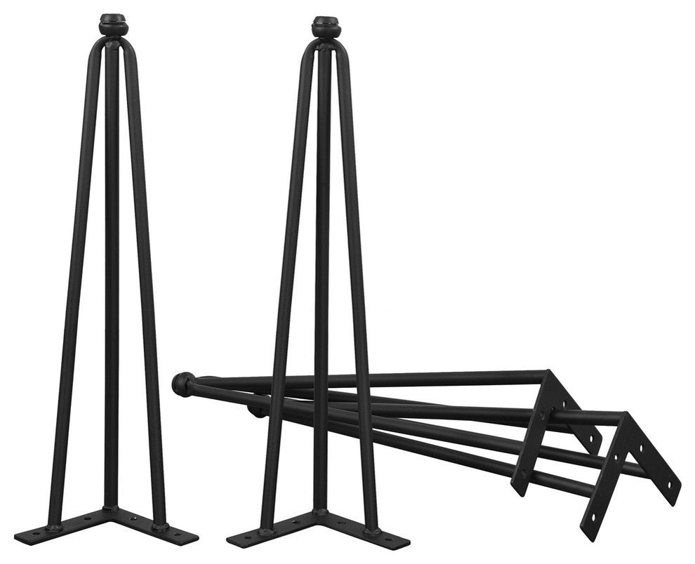 Serenta Hairpin Metal Table Legs, 4-Piece Set, Black, 19