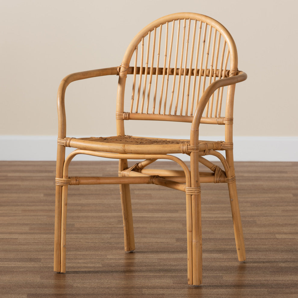 Tugera Modern Bohemian Natural Brown Rattan Dining Chair