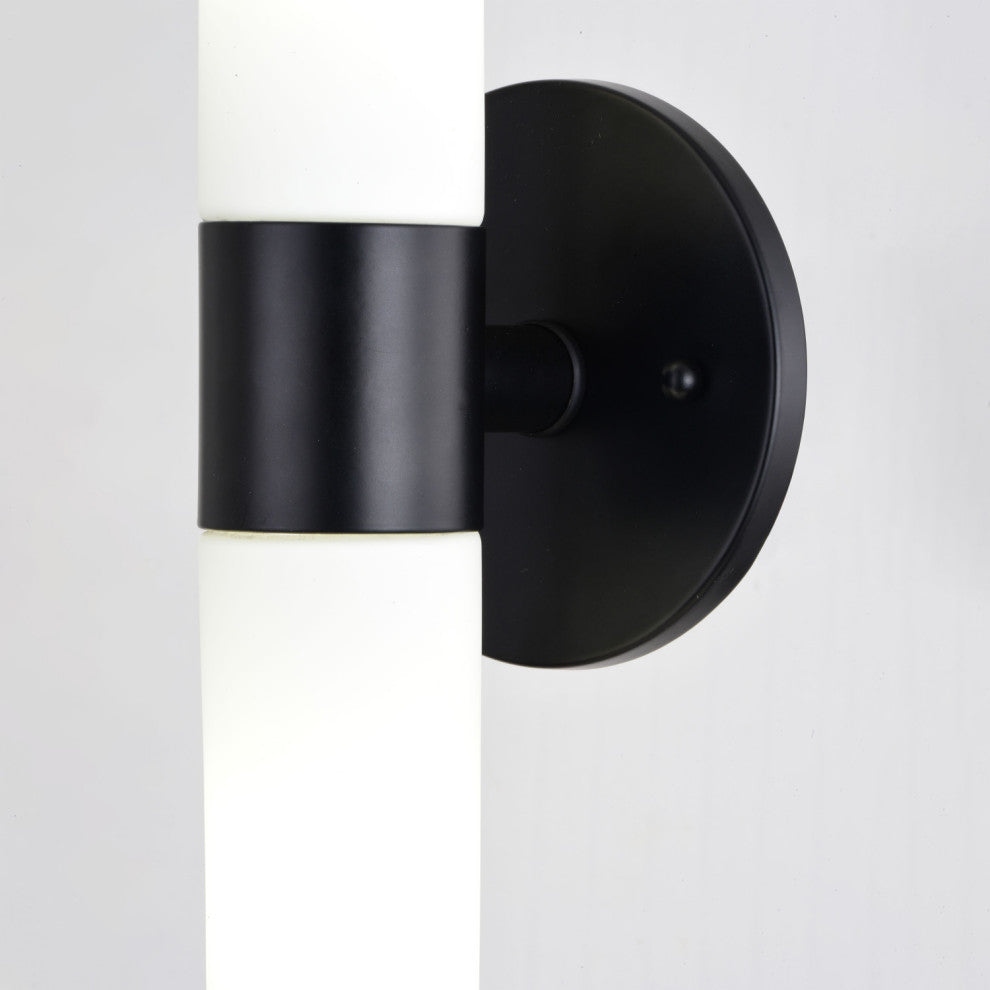 Elliot 2 Light Black Bathroom Vanity Wall Sconce Fixture White Glass