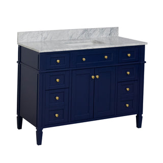 Hailey 48" Bathroom Vanity, Royal Blue, Carrara Marble