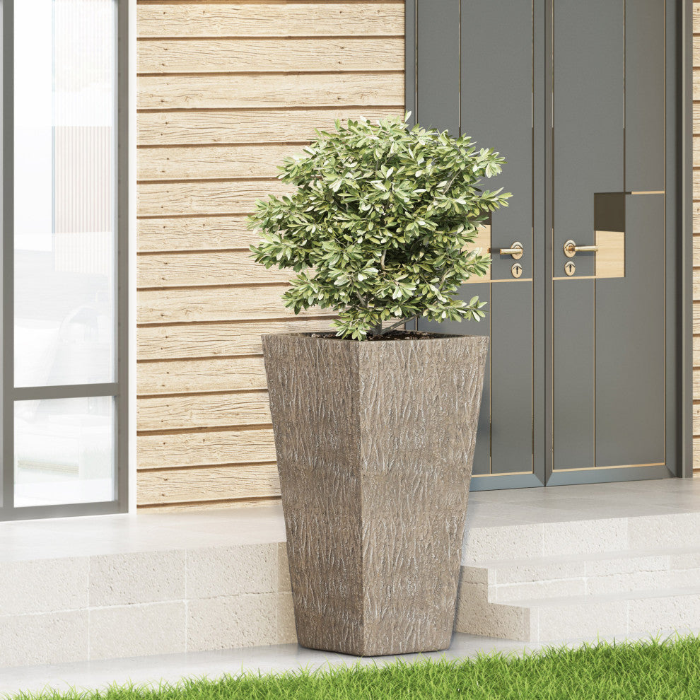 Mistler Outdoor Cast Stone Planter, WxDxH, 16.25wx16.25dx31h