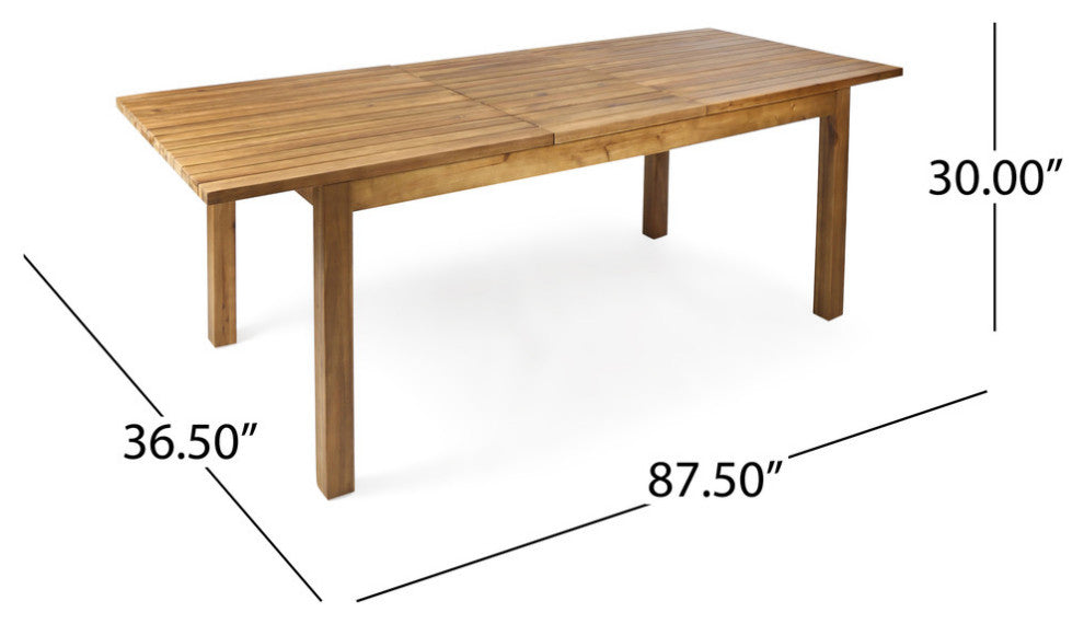 Arno Outdoor 8-Seater Acacia Wood Dining Set With Expandable Table, Teak/Mocha