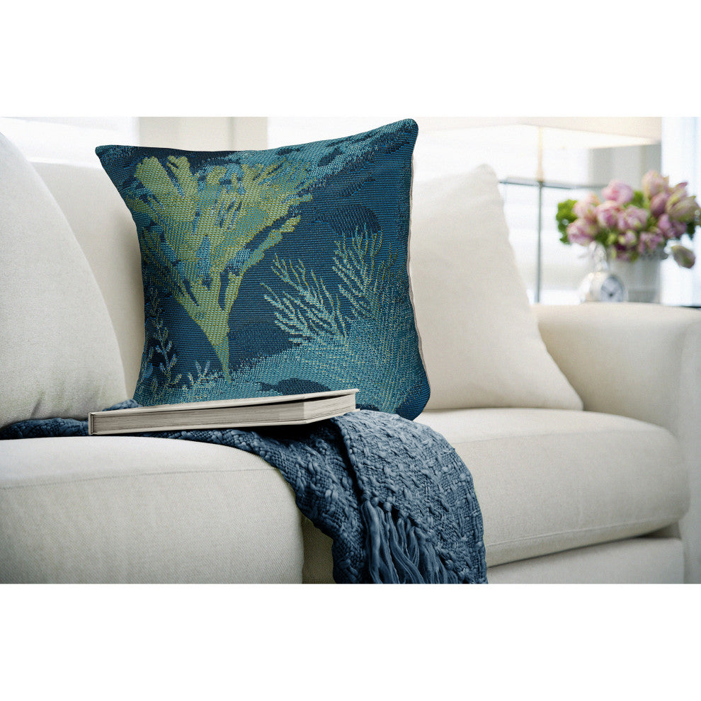 Marina Coral Garden Indoor/Outdoor Pillow Lapis 18"x18"