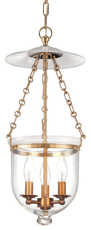 Hampton, 21" Pendant, Aged Brass Finish, Clear Glass Shade