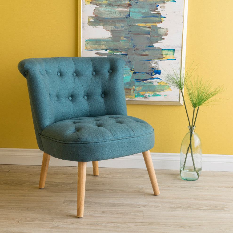 GDF Studio Donna Plush Modern Tufted Accent Chair, Dark Teal