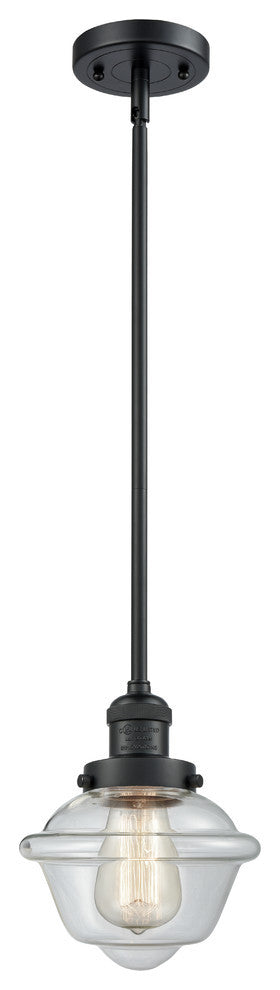 1-Light Small Oxford 8" Pendant, Matte Black, Glass: Clear