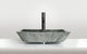 CastelloUSA Arete Rectangular Tempered Glass Vessel Sink Basin, Dark Green