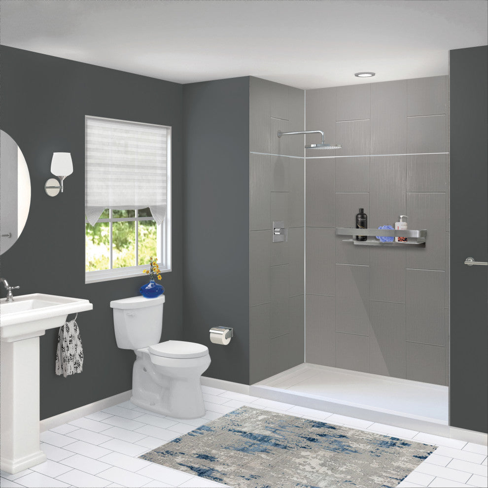 Transolid PWKX60367224-240 Prodigy 60"x36"x96" Shower Wall Kit, Grey Vertical