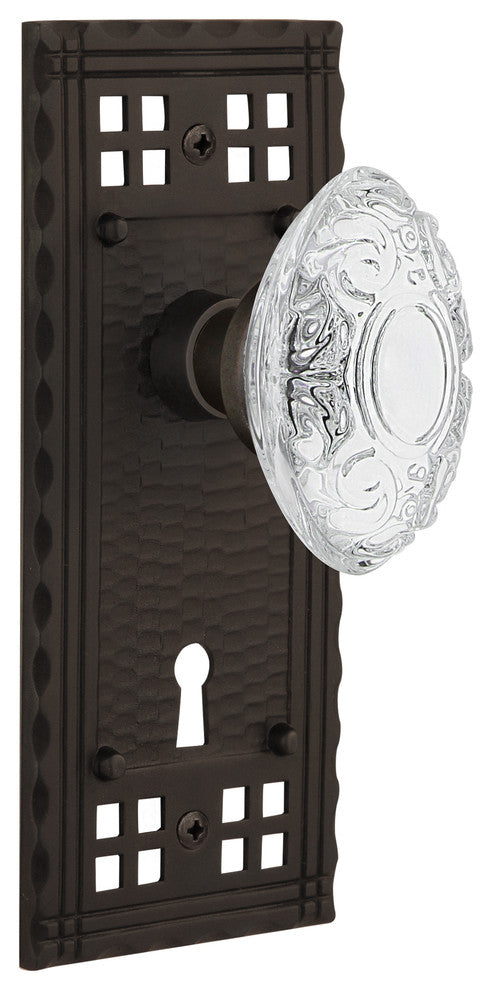 Craftsman Plate Double Dummy, Keyhole Crystal Victorian Knob, Oil-Rubbed Bronze