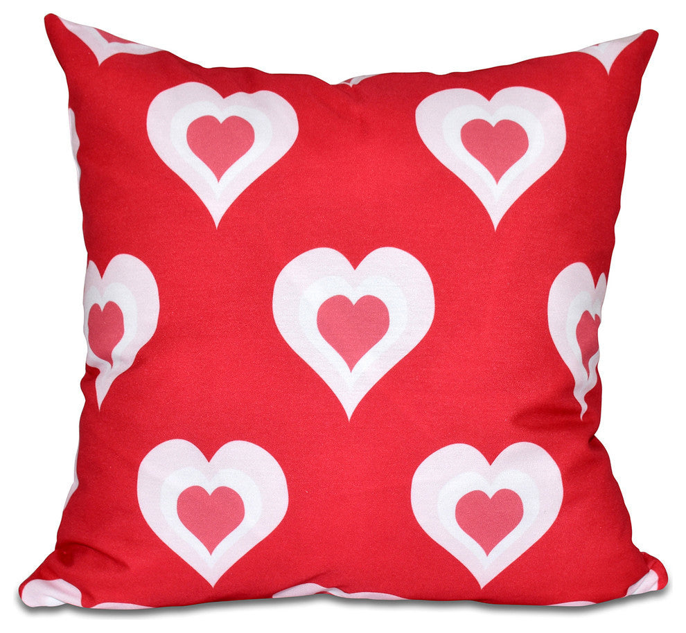 Valentine Print Pillow, Red, 18"x18"