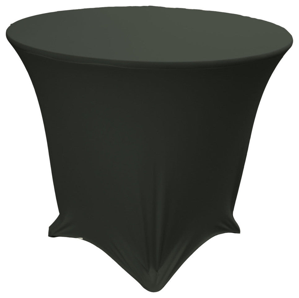LA Linen Round Spandex Table Cover, Black, 48"x48"