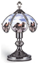 Benzara BM240856 Umbrella Shade Table Lamp With Running Horses Print, Silver