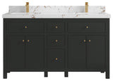 Sonoma 60" Double Sink Bath Vanity in Black Top, 2"  Viola Brown