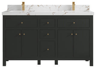 Sonoma 60" Double Sink Bath Vanity in Black Top, 2"  Viola Brown