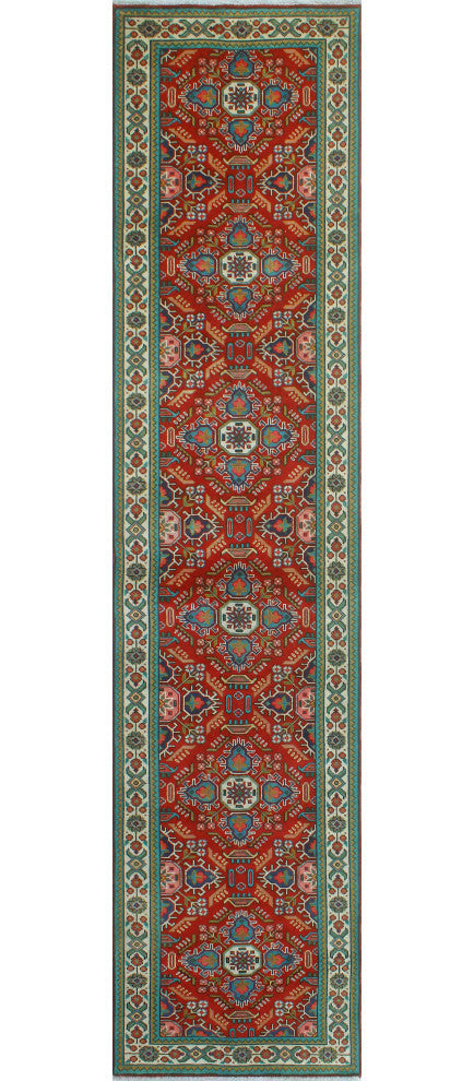 Fine Vintage Distressed Jerel Red/Ivory Runner, 2'8x12'2