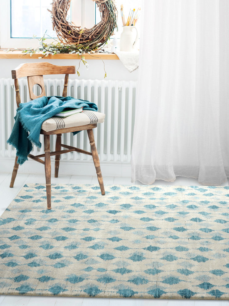 Blue Pendant Contemporary Modern Area Rug, 5'x7'