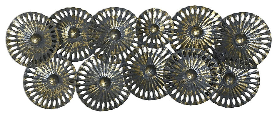 DecorShore Gold and Gray Abstract Metal Decorative Wall Art