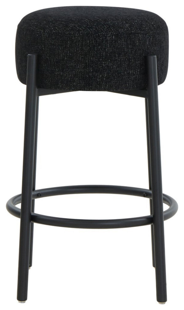 Safavieh Couture Paisleigh Boucle Metal Leg Counter Stool, Black/Black