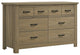 Finn Coffee Gray Oak Finish Dresser With 6 Drawers and Black Handles