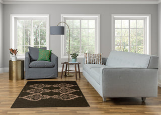Fancy Leaves Soft Chenille Area Rug, Brown, 4'x6'