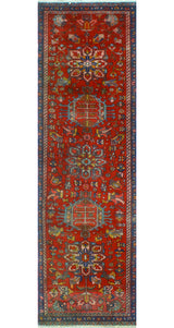 Fine Vintage Distressed Roseanna Red/Navy Runner, 2'11 x 10'7