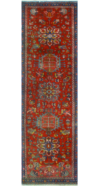 Fine Vintage Distressed Roseanna Red/Navy Runner, 2'11 x 10'7