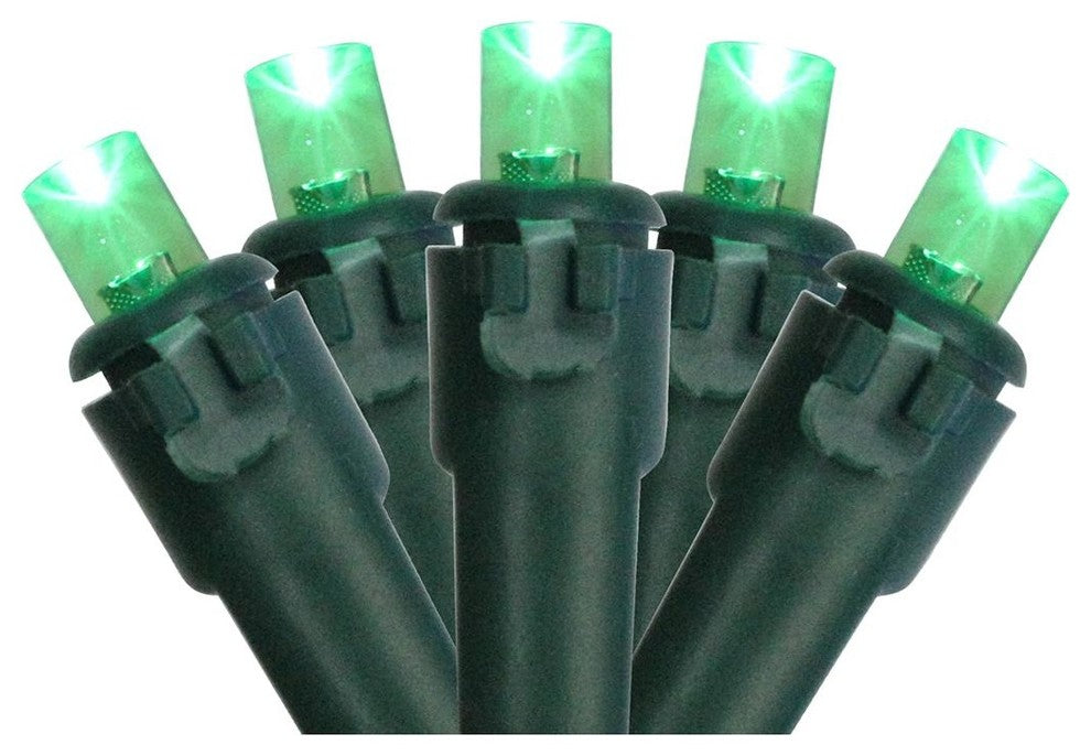 Green LED Wide Angle Christmas Lights - Green Wire
