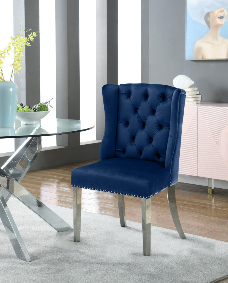 Suri Velvet Upholstered Dining Chair, Navy