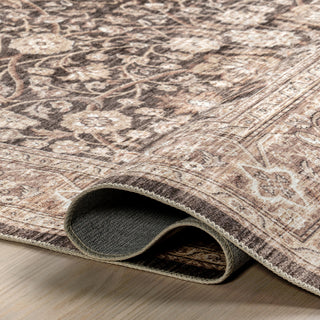 Nuloom Cerise Floral Faded Spill Proof Washable Area Rug, Dark Brown 5'x8'