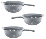 YBM Home 9.75 In. Deep Plastic Strainer Colander Use for Pasta, 3 Pack, Gray