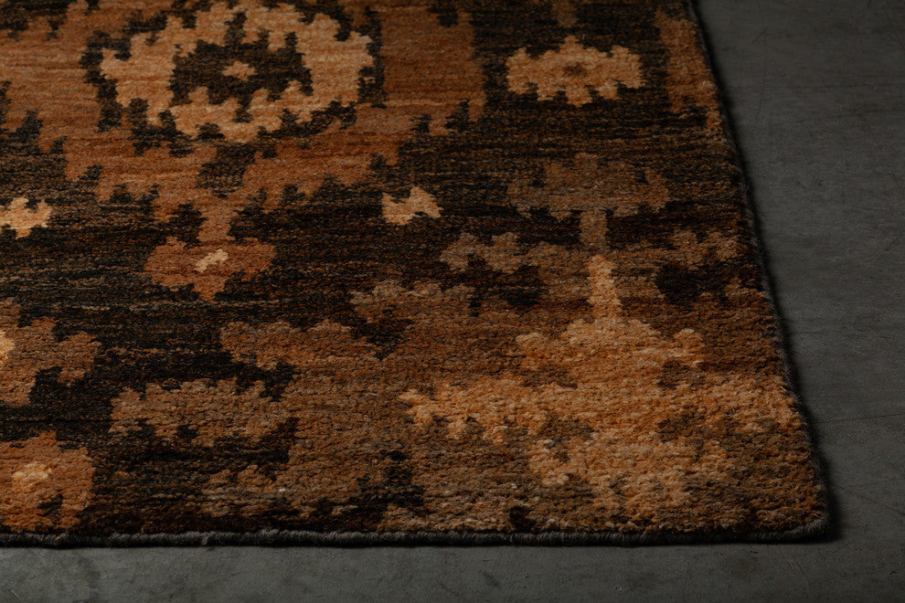 Hetty Hand knotted Contemporary Rug, Brown/Black/Taupe/Gold, 7'9x10'6