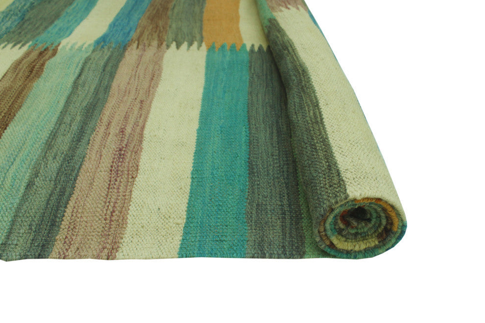 Winchester Kilim Edward Blue/Light Green Rug, 6'4x9'8