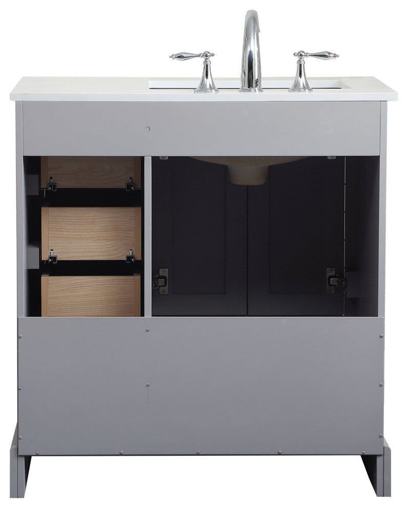 Elegant VF15532GR-BS 32"Single Bathroom Vanity, Gray With Backsplash