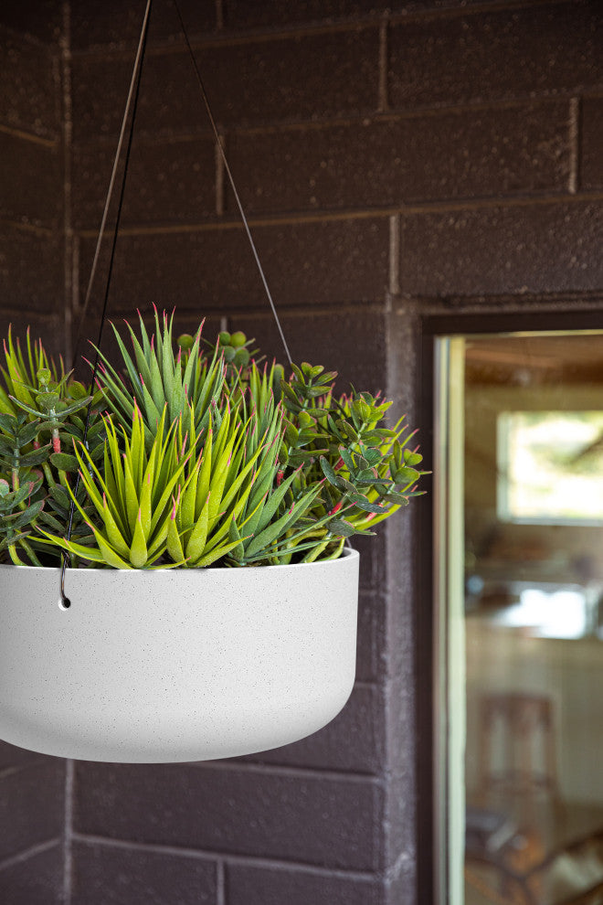 Pure Series Hanging Kona Bowl 14" Planter, White, 1 Pack
