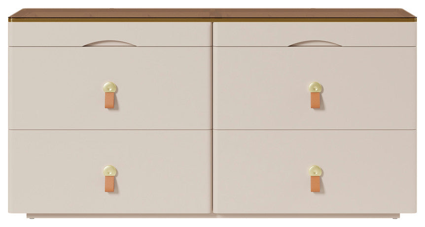 47"W Glass Champagne Dresser 6 Drawer Closet Island With Jewelry Storage