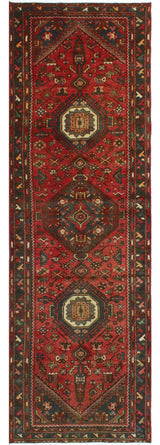 Fine Vintage Distressed Adofo Red/Charcoal Runner, 3'2 x 9'11