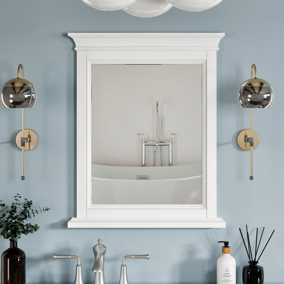 Eviva Britney 24" x 30" Rectangular White Wooden Framed Mirror