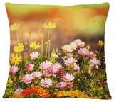 Beautiful Multi Color Flowers Floral Throw Pillow, 18"x18"